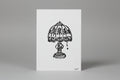 5 x 7 in. granny's lamp black linocut print